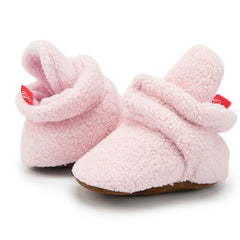 Baby Unisex Fur Velcro Booties (Baby Pink)-BT5043