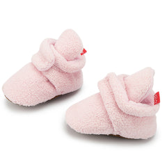 Baby Unisex Fur Velcro Booties (Baby Pink)-BT5043