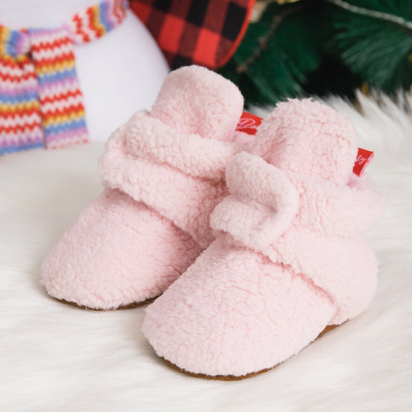 Baby Unisex Fur Velcro Booties (Baby Pink)-BT5043