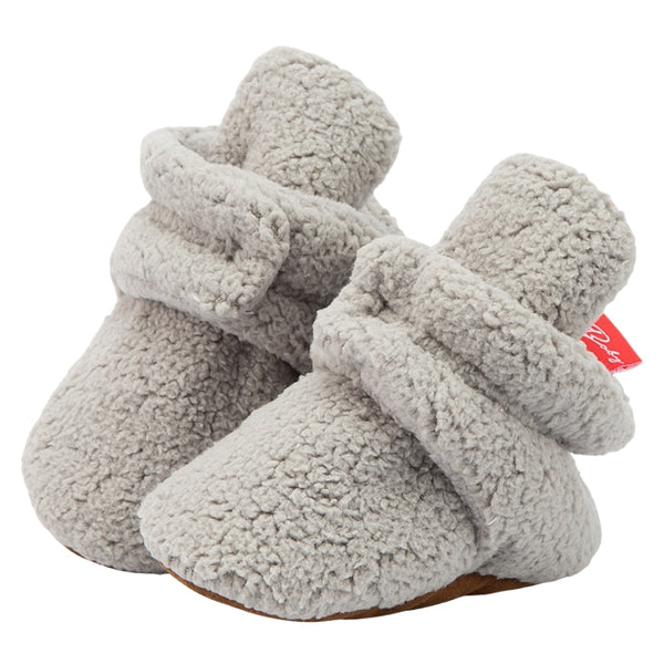 Baby Unisex Fur Velcro Booties (Grey)-BT5044