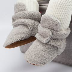 Baby Unisex Fur Velcro Booties (Grey)-BT5044