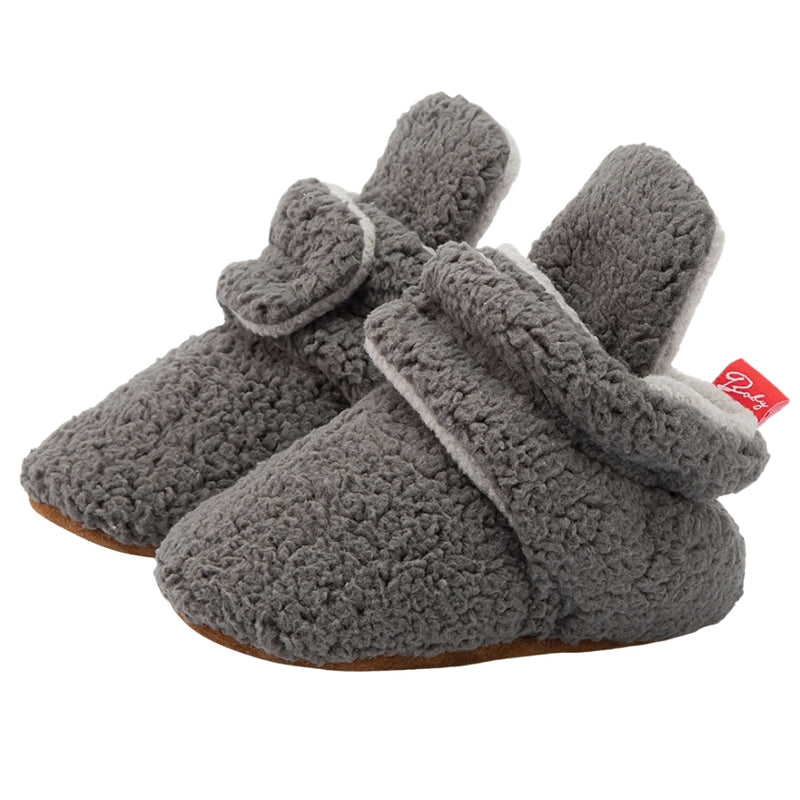 Baby Unisex Fur Velcro Booties (Grey)-BT5045