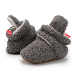 Baby Unisex Fur Velcro Booties (Grey)-BT5045