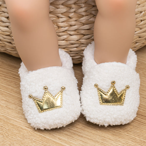 Baby Unisex Fur Slip-On Booties (White)-BT5046