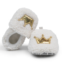 Baby Unisex Fur Slip-On Booties (White)-BT5046