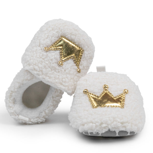 Baby Unisex Fur Slip-On Booties (White)-BT5046