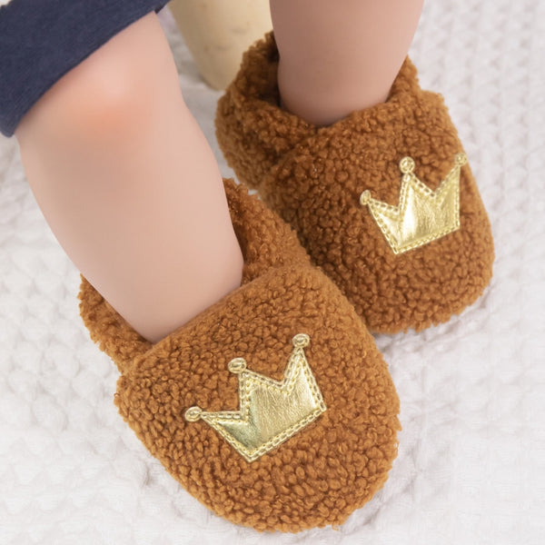 Baby Unisex Fur Slip-On Booties (Brown)-BT5047