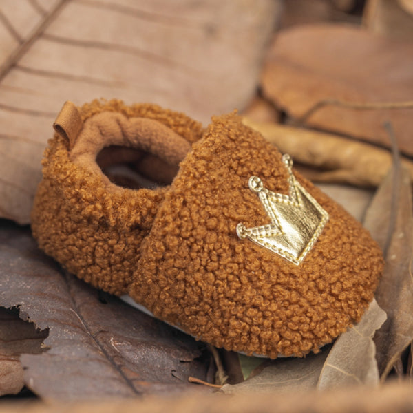 Baby Unisex Fur Slip-On Booties (Brown)-BT5047