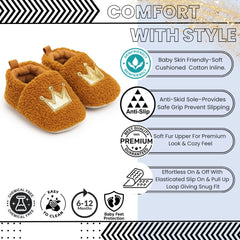 Baby Unisex Fur Slip-On Booties (Brown)-BT5047