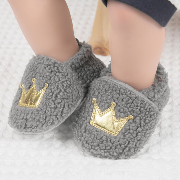 Baby Unisex Fur Slip-On Booties (Grey)-BT5048