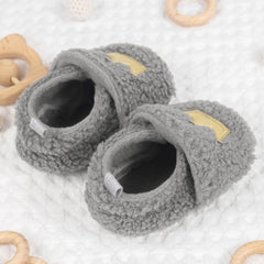 Baby Unisex Fur Slip-On Booties (Grey)-BT5048