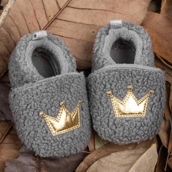 Baby Unisex Fur Slip-On Booties (Grey)-BT5048