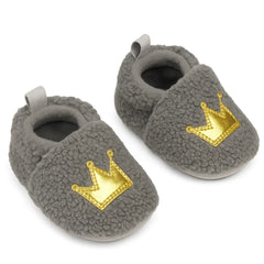Baby Unisex Fur Slip-On Booties (Grey)-BT5048