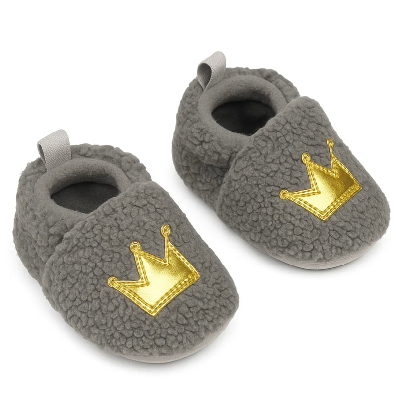 Baby Unisex Fur Slip-On Booties (Grey)-BT5048