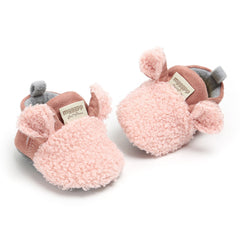 Baby Unisex Fur Animal Print Velcro Booties (Pink)-BT5055