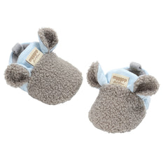 Baby Unisex Fur Animal Print Velcro Booties (Grey,Blue)-BT5057