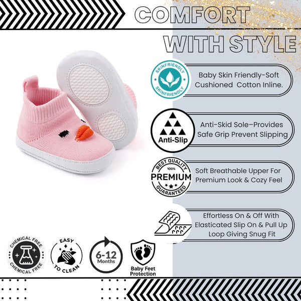 Baby Unisex Mesh Slip-On Booties (Pink)-BT5067