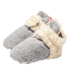 Baby Unisex Fur Tich Button Booties (Grey,Beige)-BT5068