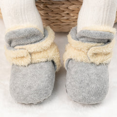 Baby Unisex Fur Tich Button Booties (Grey,Beige)-BT5068