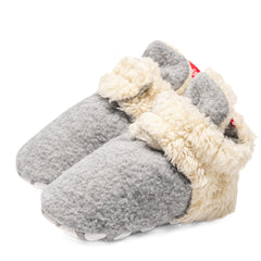 Baby Unisex Fur Tich Button Booties (Grey,Beige)-BT5068