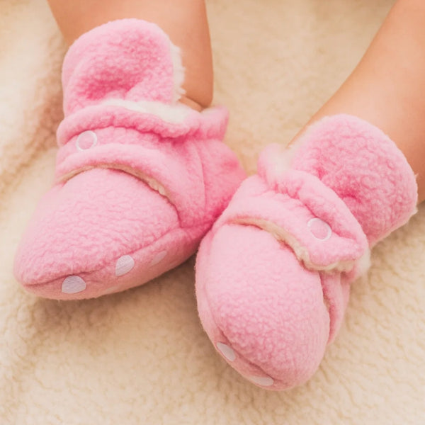 Baby Unisex Fur Tich Button Booties (Pink,White)-BT5069