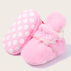 Baby Unisex Fur Tich Button Booties (Pink,White)-BT5069
