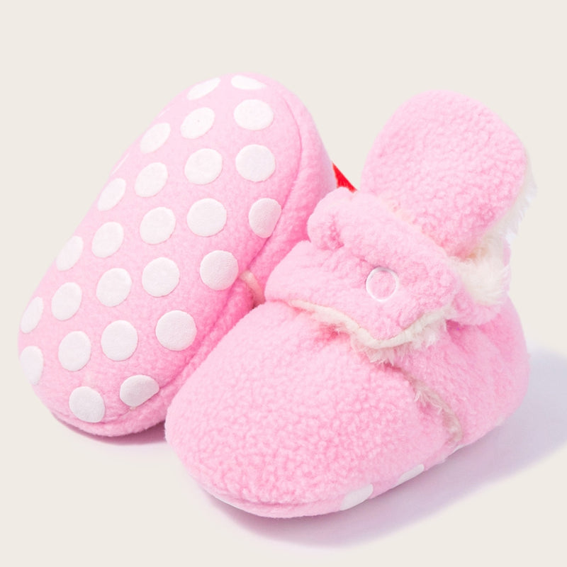 Baby Unisex Fur Tich Button Booties (Pink,White)-BT5069