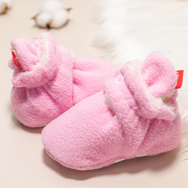 Baby Unisex Fur Tich Button Booties (Pink,White)-BT5069