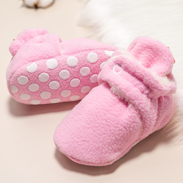 Baby Unisex Fur Tich Button Booties (Pink,White)-BT5069