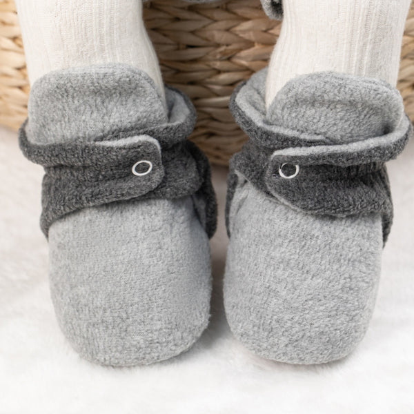 Baby Unisex Fur Tich Button Booties (Grey)-BT5070