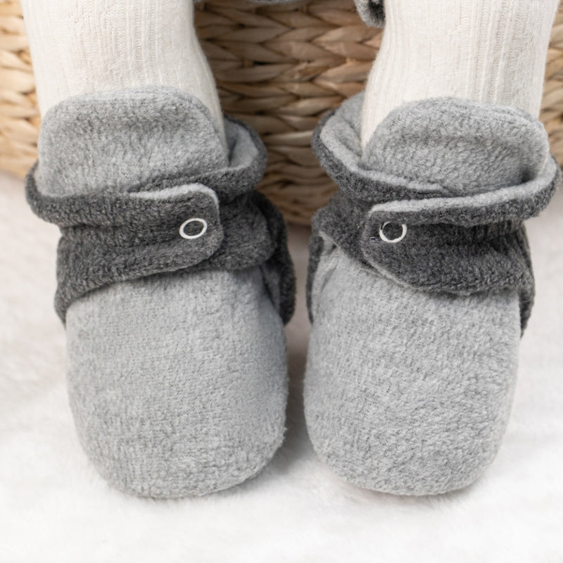 Baby Unisex Fur Tich Button Booties (Grey)-BT5070