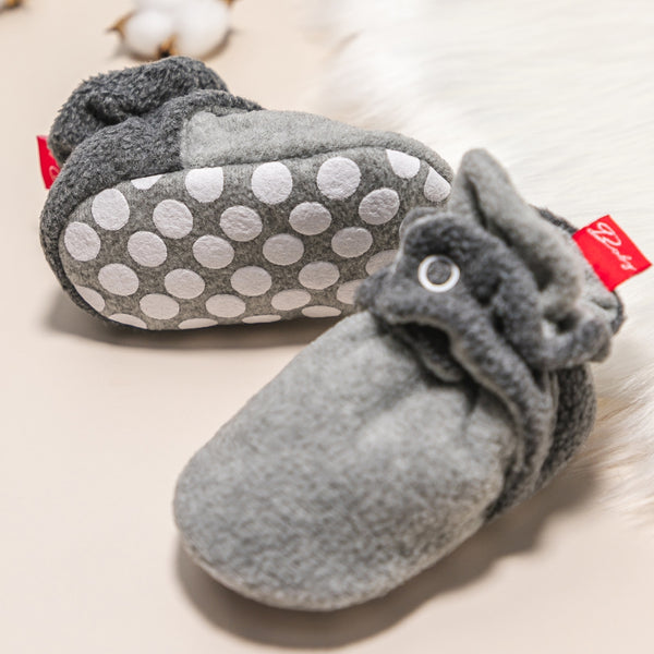 Baby Unisex Fur Tich Button Booties (Grey)-BT5070