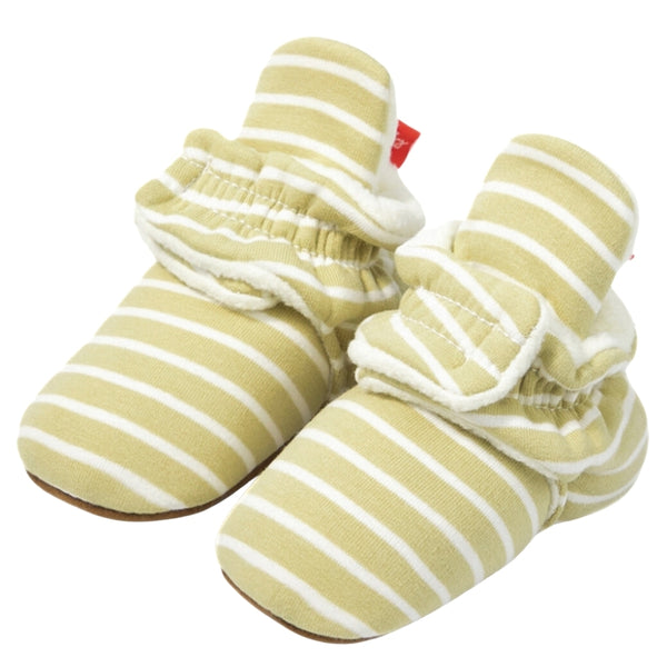 Baby Unisex Cotton Striped Velcro Socks Booties (Khaki,White)-BT5071