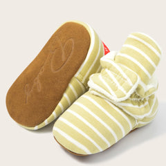 Baby Unisex Cotton Striped Velcro Socks Booties (Khaki,White)-BT5071