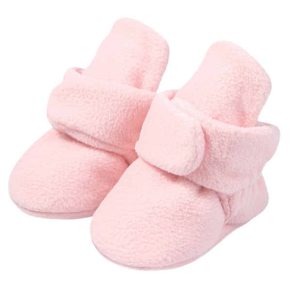 Baby Unisex Cotton Fur Velcro Socks Booties (Baby Pink)-BT5072