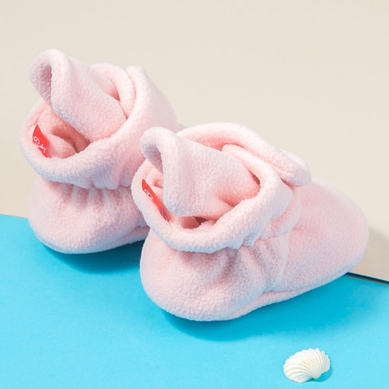 Baby Unisex Cotton Fur Velcro Socks Booties (Baby Pink)-BT5072