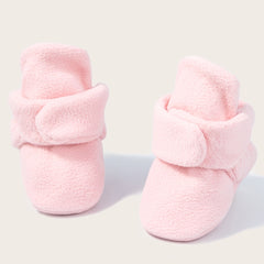 Baby Unisex Cotton Fur Velcro Socks Booties (Baby Pink)-BT5072