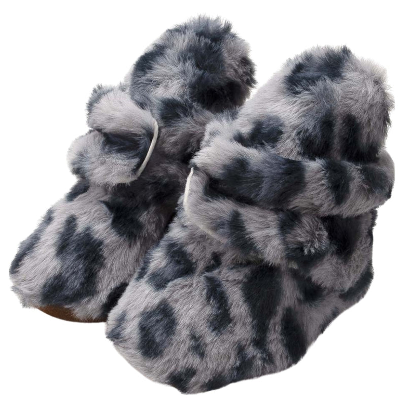 Baby Unisex Fur Animal Print Velcro Booties (Grey)-BT5076