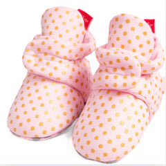 Baby Unisex Cotton Polka Dot Velcro Booties (Pink)-BT5077