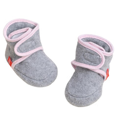 Baby Unisex Cotton Fur Velcro Booties (Grey,Pink)-BT5083