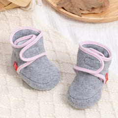 Baby Unisex Cotton Fur Velcro Booties (Grey,Pink)-BT5083