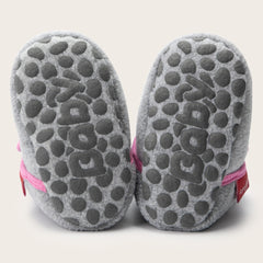 Baby Unisex Cotton Fur Velcro Booties (Grey,Pink)-BT5083