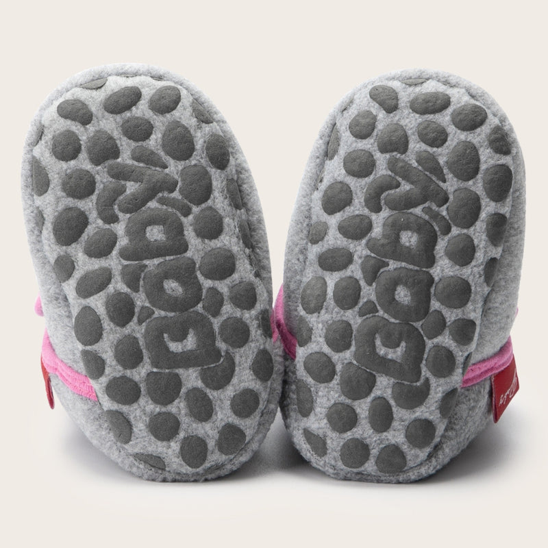 Baby Unisex Cotton Fur Velcro Booties (Grey,Pink)-BT5083
