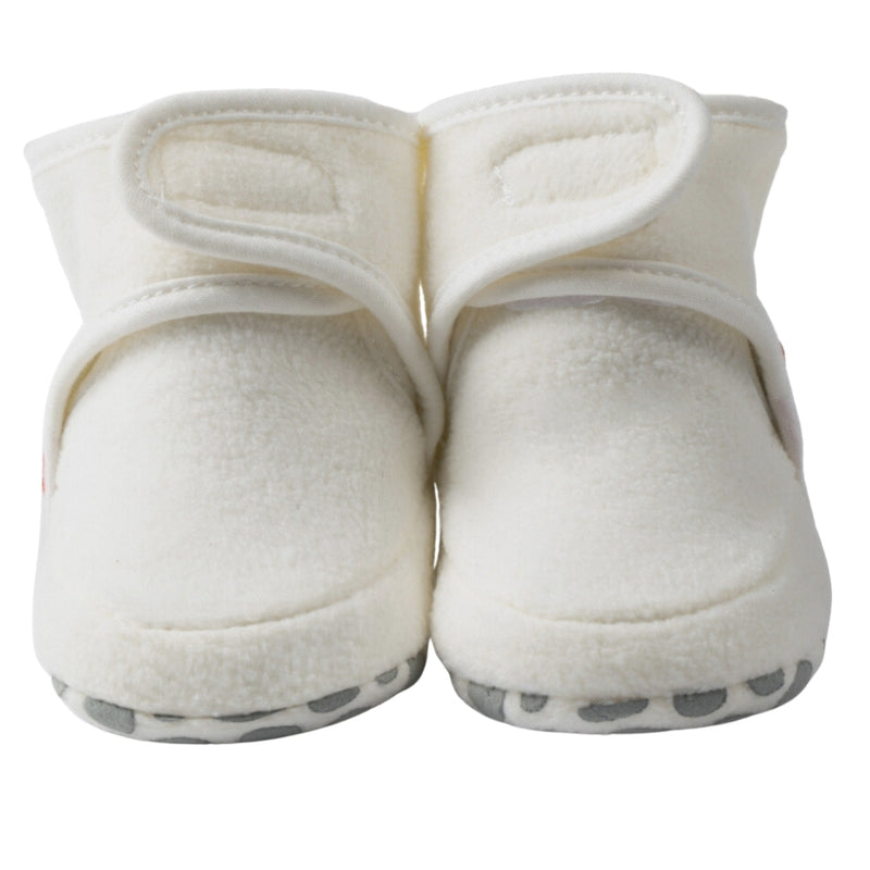 Baby Unisex Cotton Fur Velcro Booties (Cream)-BT5084