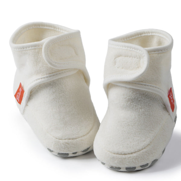 Baby Unisex Cotton Fur Velcro Booties (Cream)-BT5084