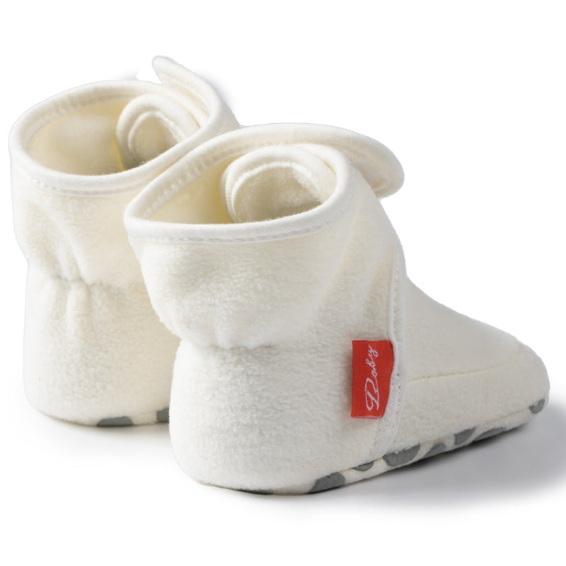 Baby Unisex Cotton Fur Velcro Booties (Cream)-BT5084