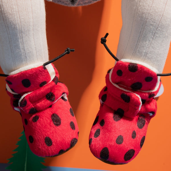 Baby Unisex Velvet Polka Dot Velcro Booties (Pink)-BT5085