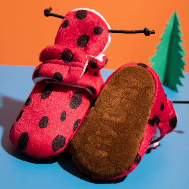 Baby Unisex Velvet Polka Dot Velcro Booties (Pink)-BT5085