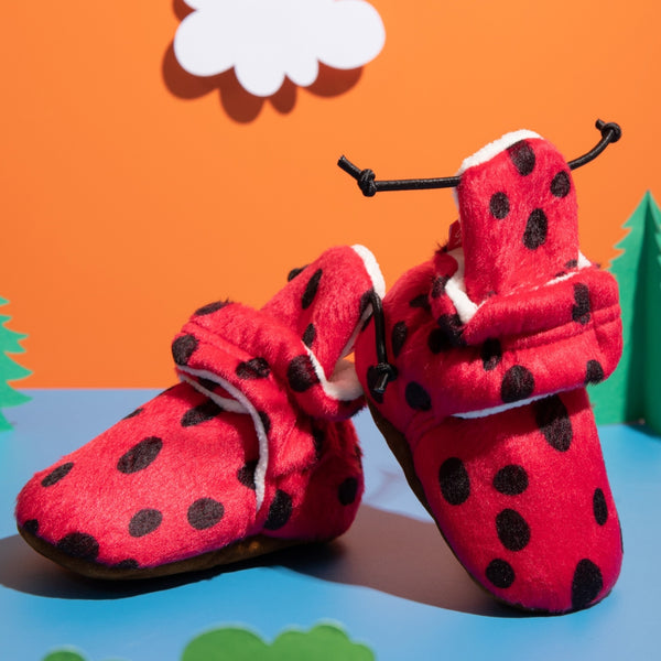 Baby Unisex Velvet Polka Dot Velcro Booties (Pink)-BT5085