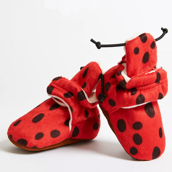 Baby Unisex Velvet Polka Dot Velcro Booties (Pink)-BT5085